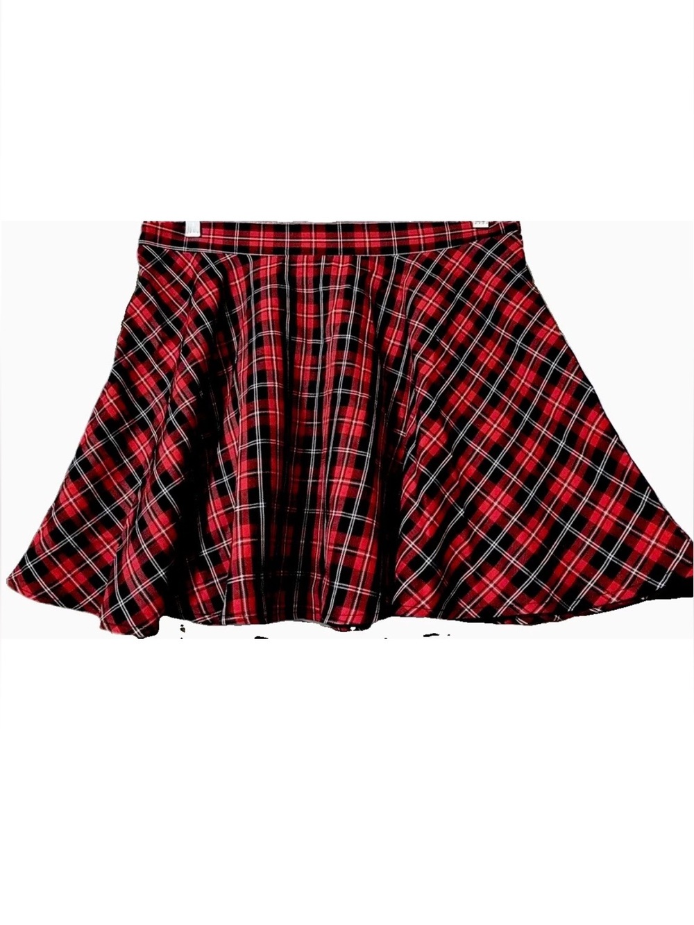 SHEIN Skirt L Red Black Plaid Goth Emo Punk Grunge Y2K Style Schoolgirl Mini